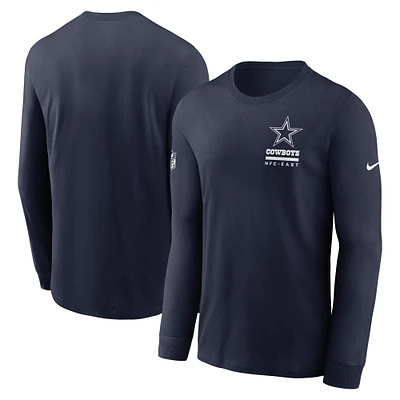 T-shirt Nike bleu marine à manches longues pour homme Dallas Cowboys