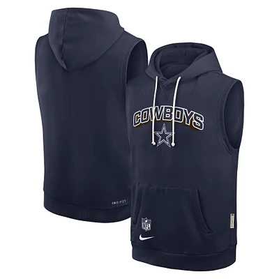 Sweat à capuche sans manches Nike bleu marine Dallas Cowboys Sideline Performance pour homme