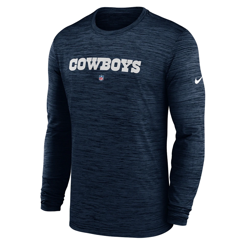 Men's Nike Navy Dallas Cowboys Sideline Team Velocity Performance Long Sleeve T-Shirt