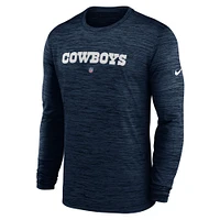 Men's Nike Navy Dallas Cowboys Sideline Team Velocity Performance Long Sleeve T-Shirt