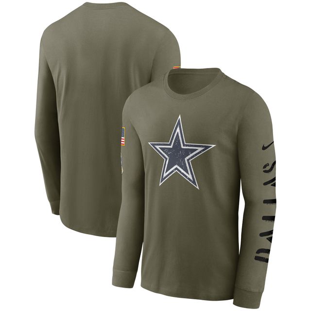 Nike Olive Dallas Cowboys 2022 Salute To Service - T-shirt à manches longues avec logo de l'équipe pour homme