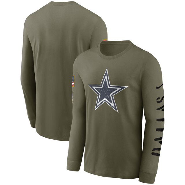 Nike Olive Dallas Cowboys 2022 Salute To Service - T-shirt à manches longues avec logo de l'équipe pour homme