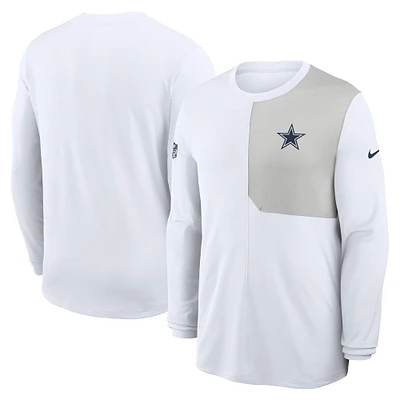 T-shirt Nike blanc à manches longues pour homme, coupe UV, Dallas Cowboys