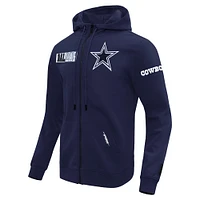 Men's Pro Standard  Navy Dallas Cowboys Split Logo Double Knit Full-Zip Hoodie