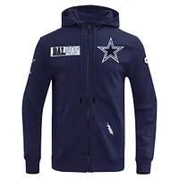 Men's Pro Standard  Navy Dallas Cowboys Split Logo Double Knit Full-Zip Hoodie