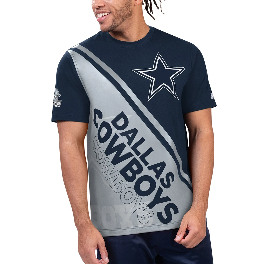 T-shirt Starter Line pour hommes, bleu marine/argent, Dallas Cowboys Finish