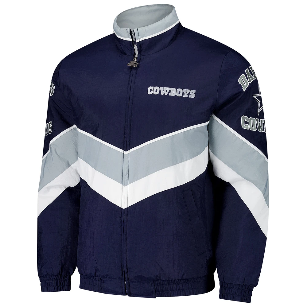 Men's Starter Navy Dallas Cowboys Captain Satin Varsity Jacket