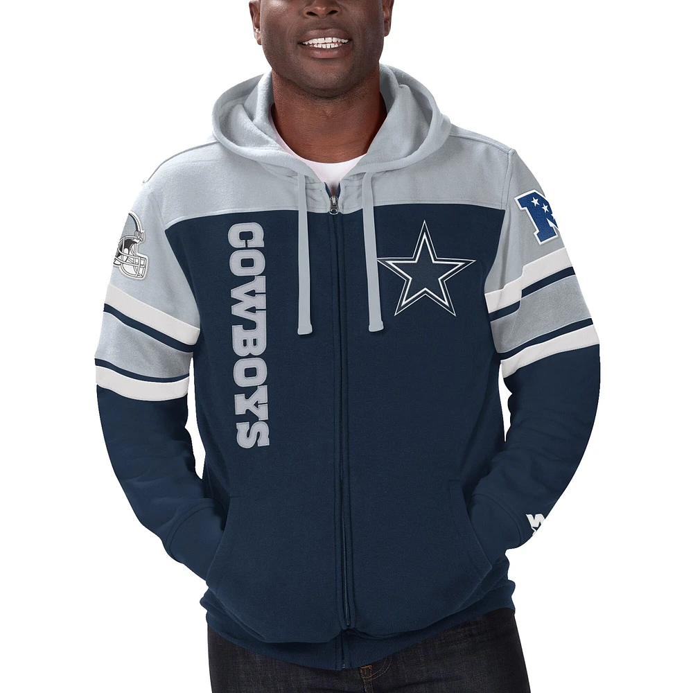 Men's Starter Navy Dallas Cowboys  Extreme Full-Zip Hoodie