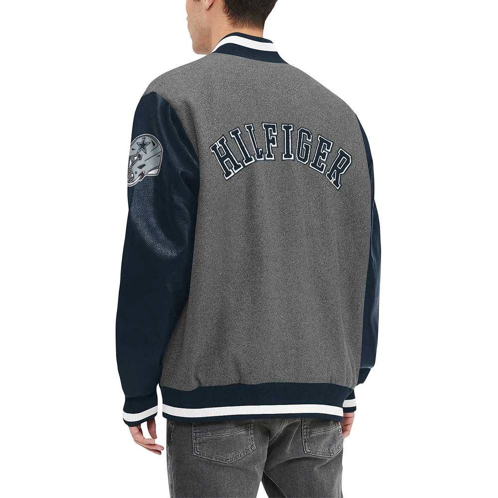 Veste universitaire à bouton-pression Tommy Hilfiger gris Dallas Cowboys Gunner pour hommes