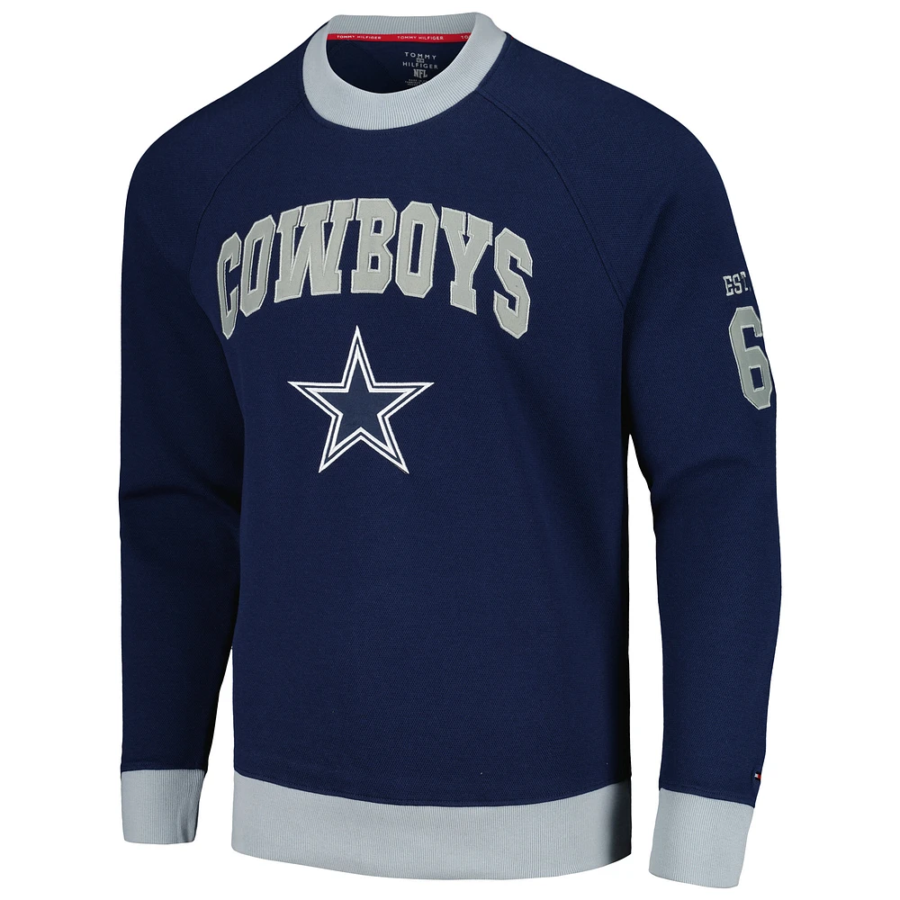 Men's Tommy Hilfiger Navy Dallas Cowboys Reese Raglan Tri-Blend Pullover Sweatshirt