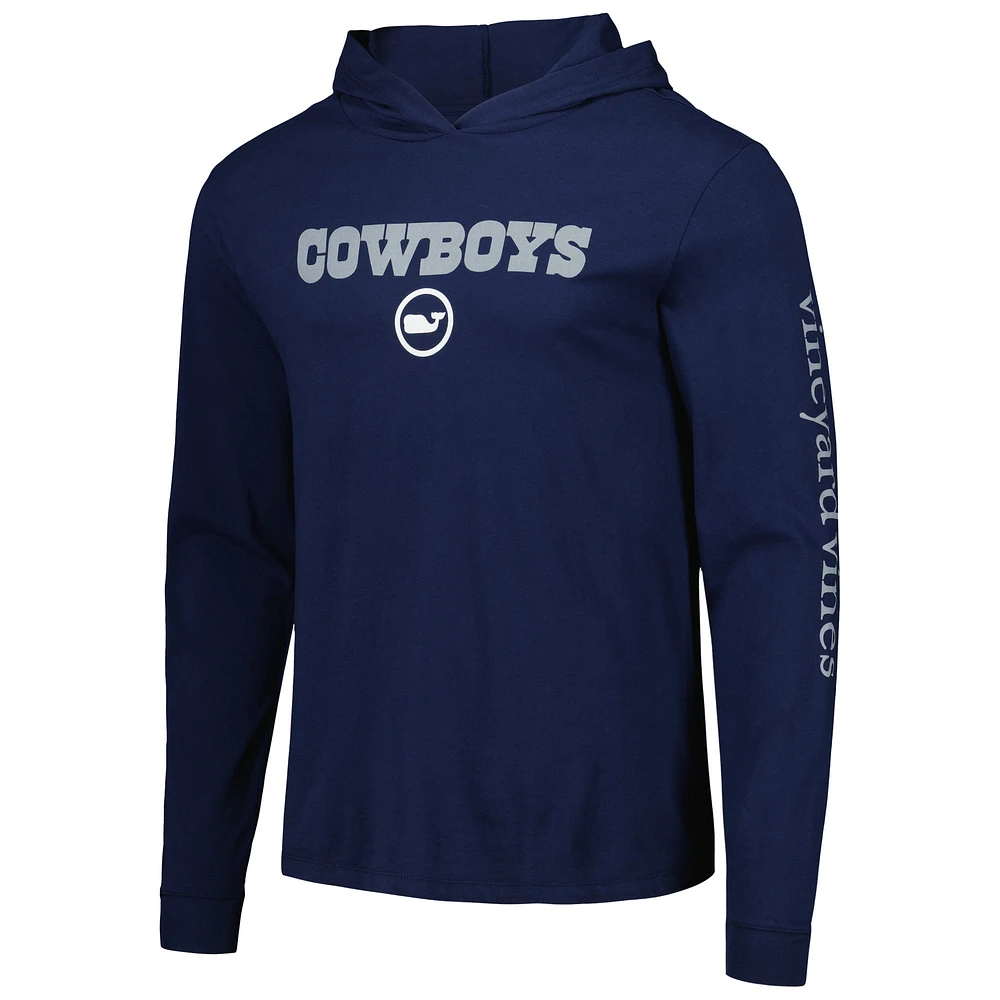 T-shirt à manches longues pour homme Vineyard Vines Navy Dallas Cowboys Whale Dot Hoodie
