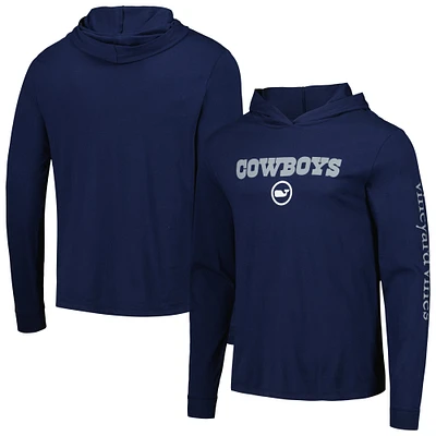 T-shirt à manches longues pour homme Vineyard Vines Navy Dallas Cowboys Whale Dot Hoodie