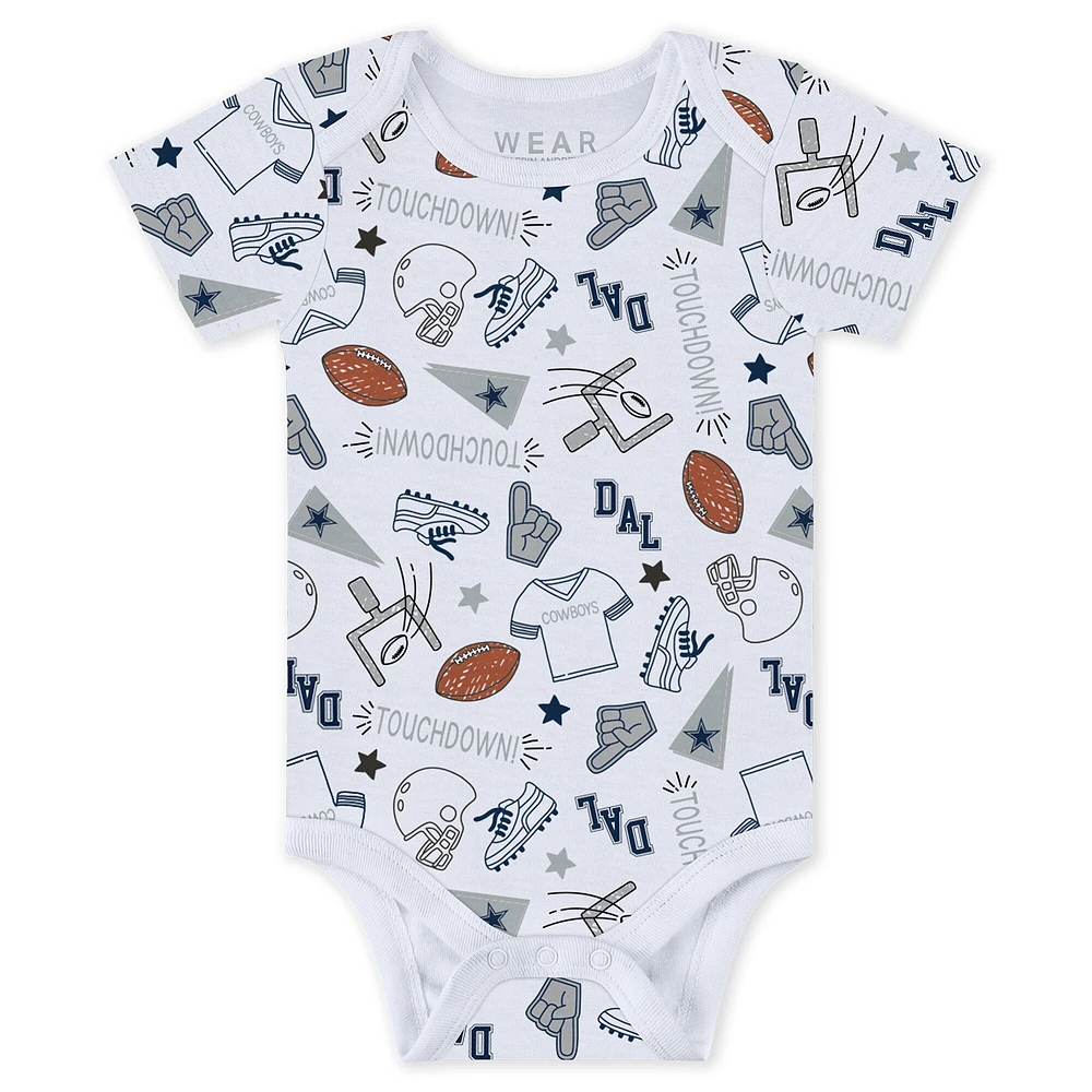 Newborn & Infant WEAR by Erin Andrews Dallas Cowboys Three-Piece Turn Me Around Bodysuits Pant Set
