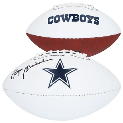 Roger Staubach Dallas Cowboys Football à panneau blanc dédicacé par Franklin