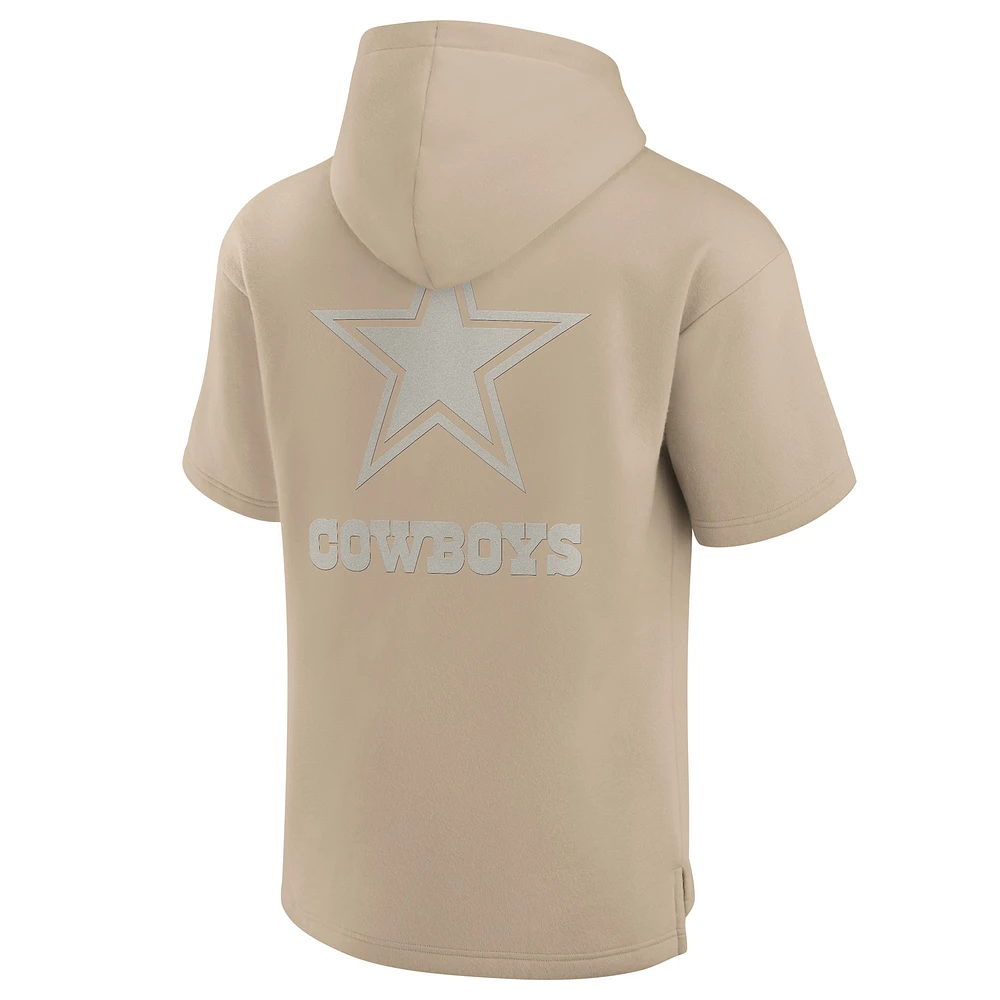 Unisex Fanatics Khaki Dallas Cowboys Elements Super Soft Fleece Short Sleeve Pullover Hoodie