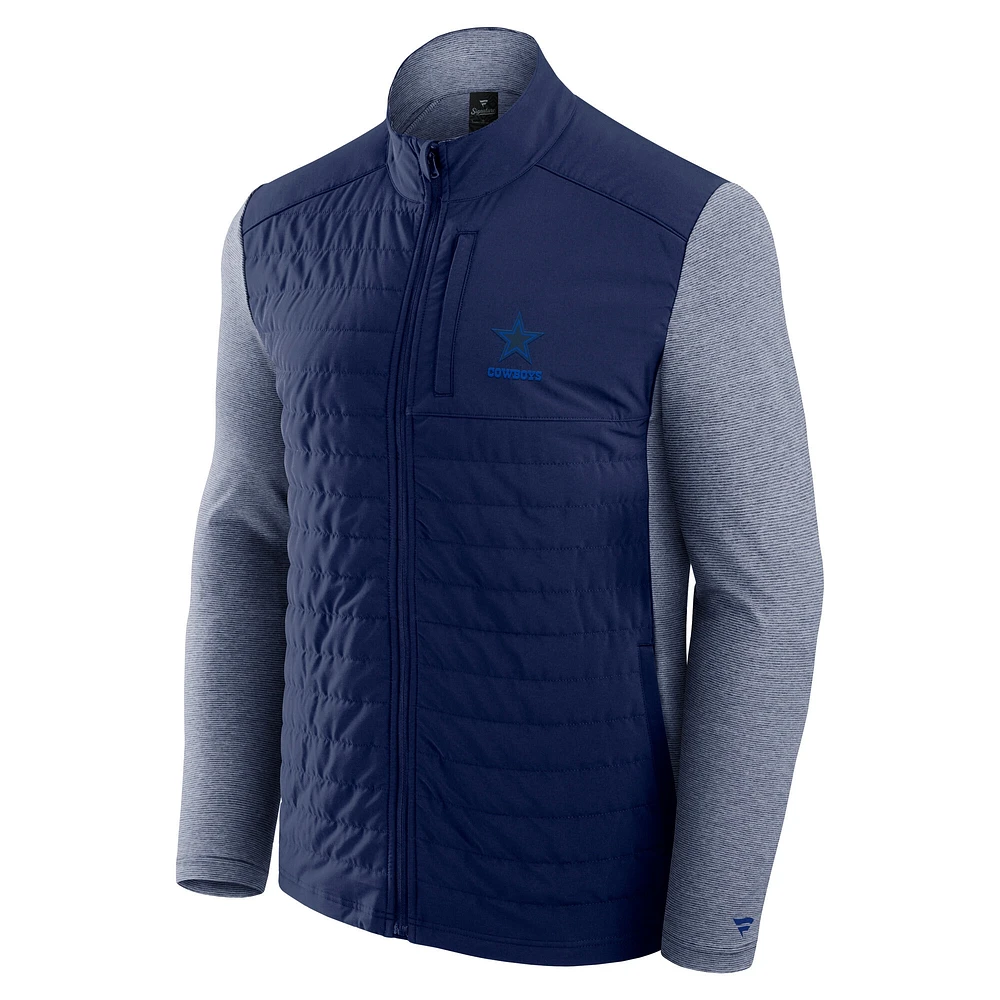 Unisex Fanatics Navy/Heather Gray Dallas Cowboys Front Office Tonal Full-Zip Jacket