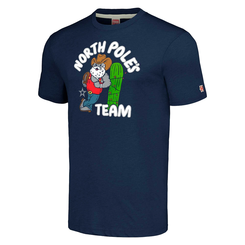 Unisex Homage Navy Dallas Cowboys Holiday Tri-Blend T-Shirt