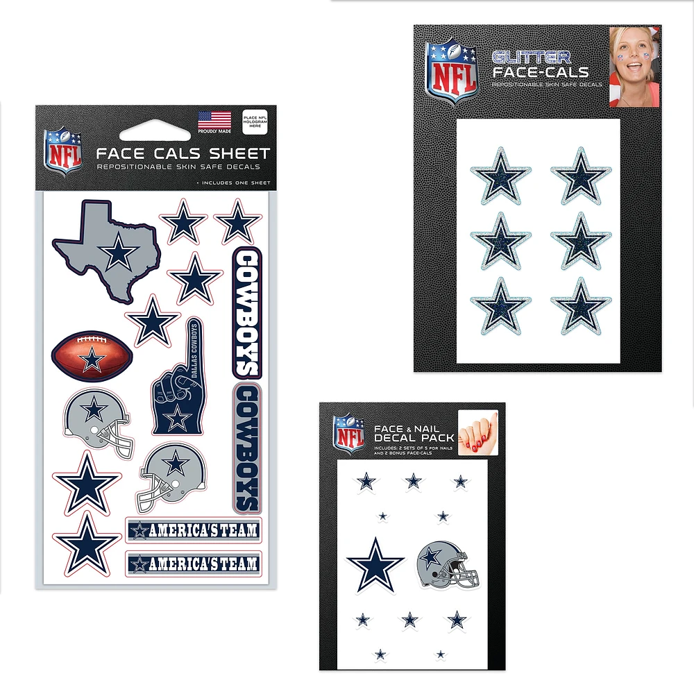 Ensemble de tatouages sans eau WinCraft Dallas Cowboys 4" x 7"