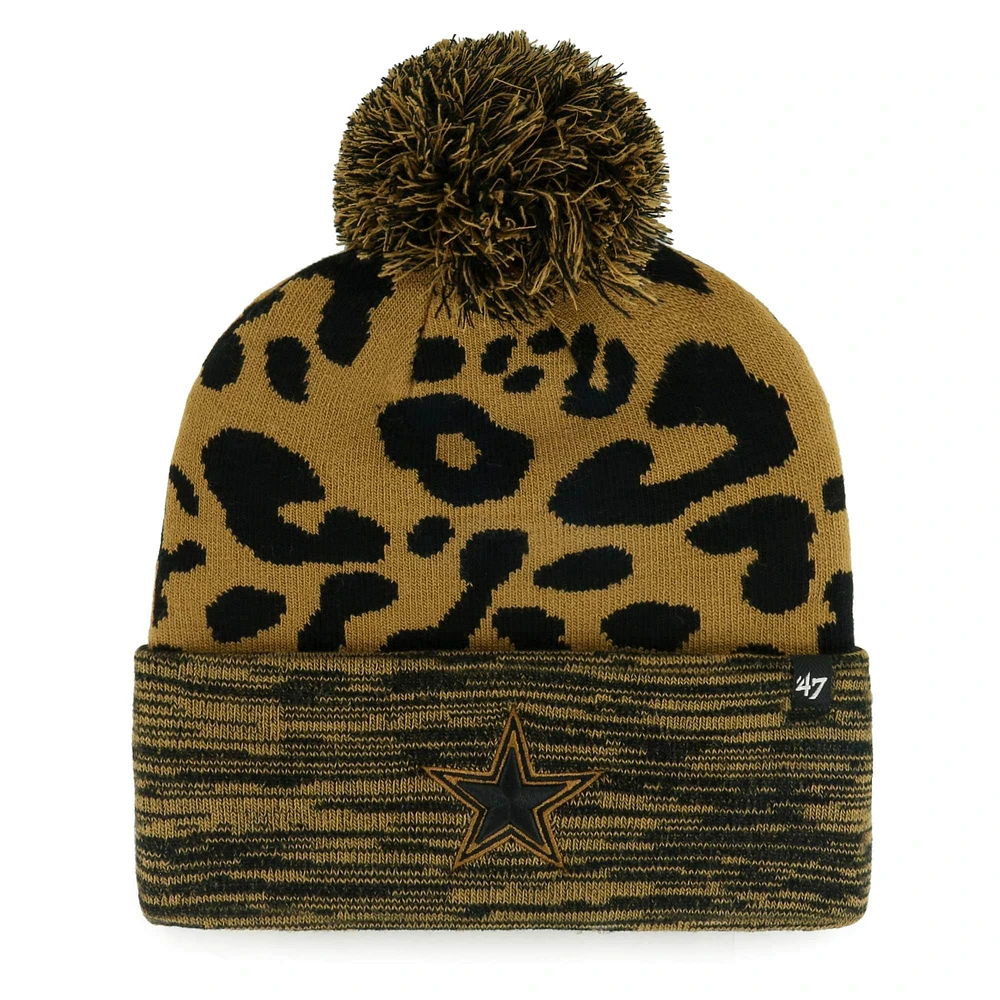 Women's '47 Tan Dallas Cowboys Rosette Cuffed Knit Hat with Pom