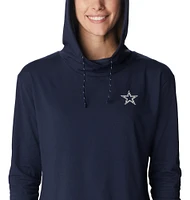 Women's Columbia Navy Dallas Cowboys Sun Trek Omni-Shade Omni-Wick Tri-Blend Pullover Hoodie