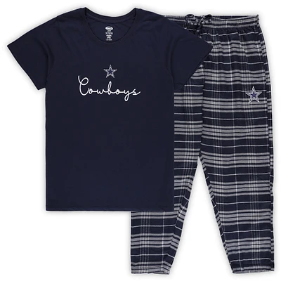 Ensemble de nuit grande taille pour femme Concepts Sport Dallas Cowboys avec t-shirt et pantalon à inscription