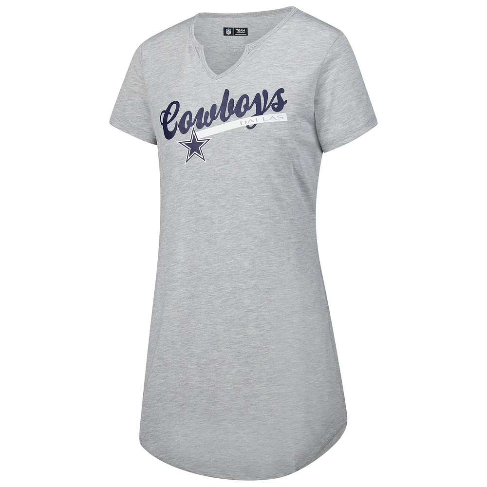 Chemise de nuit en tricot gris Dallas Cowboys Petition pour femme Concepts Sport