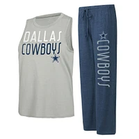 Ensemble de détente avec débardeur et pantalon Concepts Sport pour femmes, bleu marine/gris, Dallas Cowboys