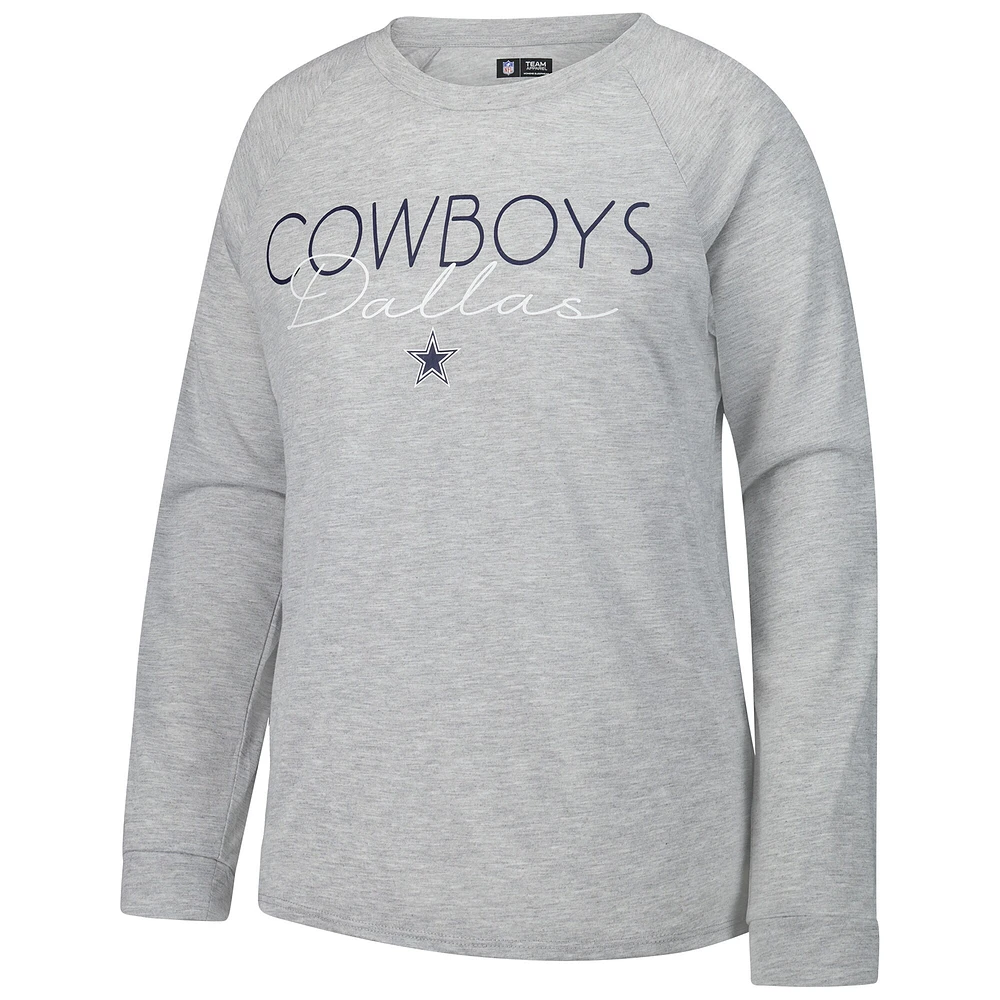 Ensemble t-shirt à manches longues et short raglan pour femme Concepts Sport bleu marine/gris Dallas Cowboys Petition