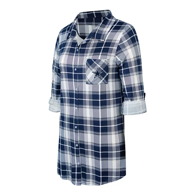 Chemise de nuit en tricot à carreaux Ashford Dallas Cowboys Concepts Sport Navy pour femme