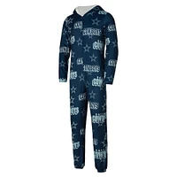 Women's Concepts Sport Navy Dallas Cowboys Roadway Allover Print Microfleece Full-Zip Union Suit