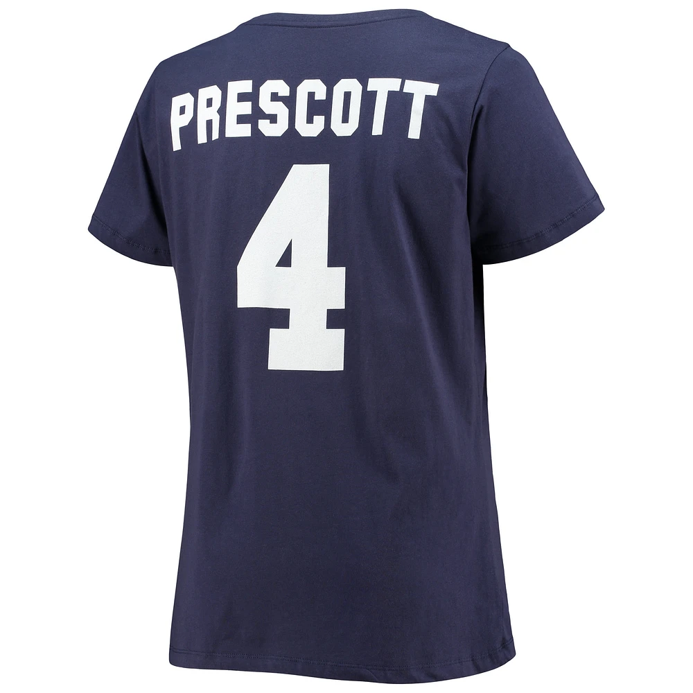 T-shirt à col en V pour femmes, Dak Prescott, Dallas Cowboys, taille plus, Fair Catch Name & Number