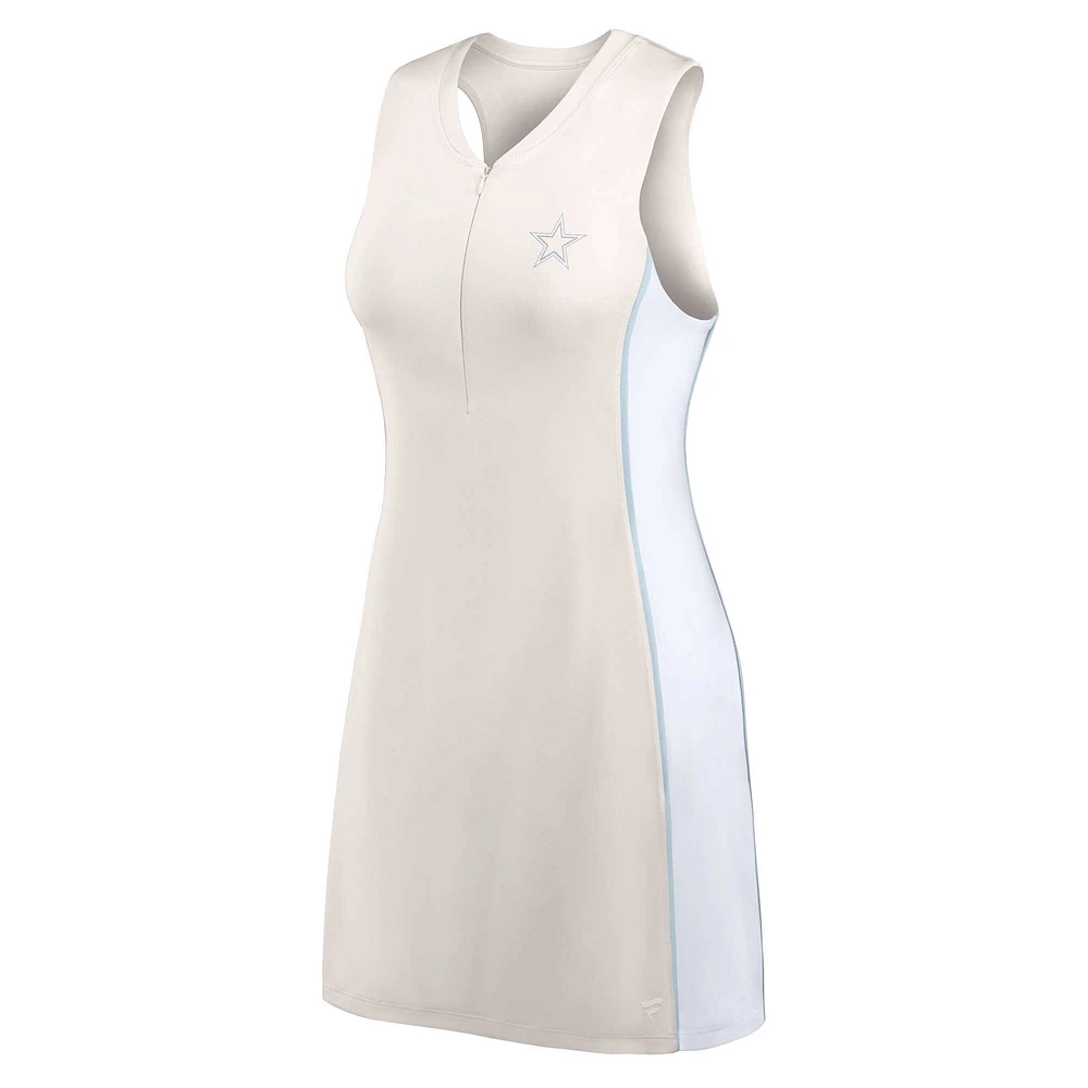 Women's Fanatics Cream Dallas Cowboys Studio Boost Athletic Half-Zip Dress