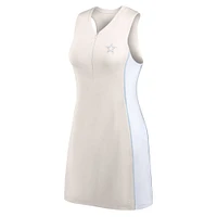 Women's Fanatics Cream Dallas Cowboys Studio Boost Athletic Half-Zip Dress