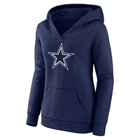 Women's Fanatics Dak Prescott Navy Dallas Cowboys Player Icon Name & Number V-Neck Pullover Hoodie