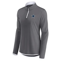Women's Fanatics Gray Dallas Cowboys Corner Long Sleeve 1/4 Zip Top