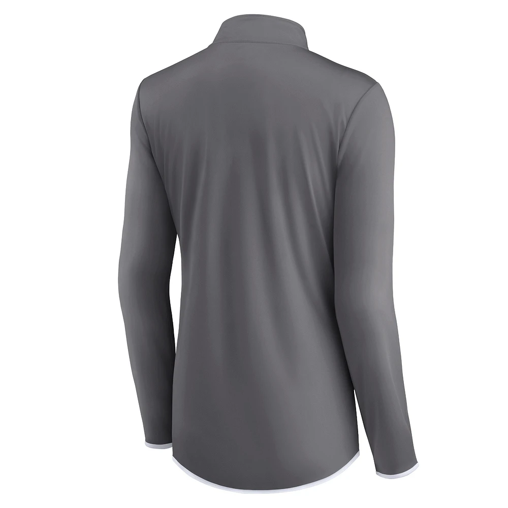 Women's Fanatics Gray Dallas Cowboys Corner Long Sleeve 1/4 Zip Top