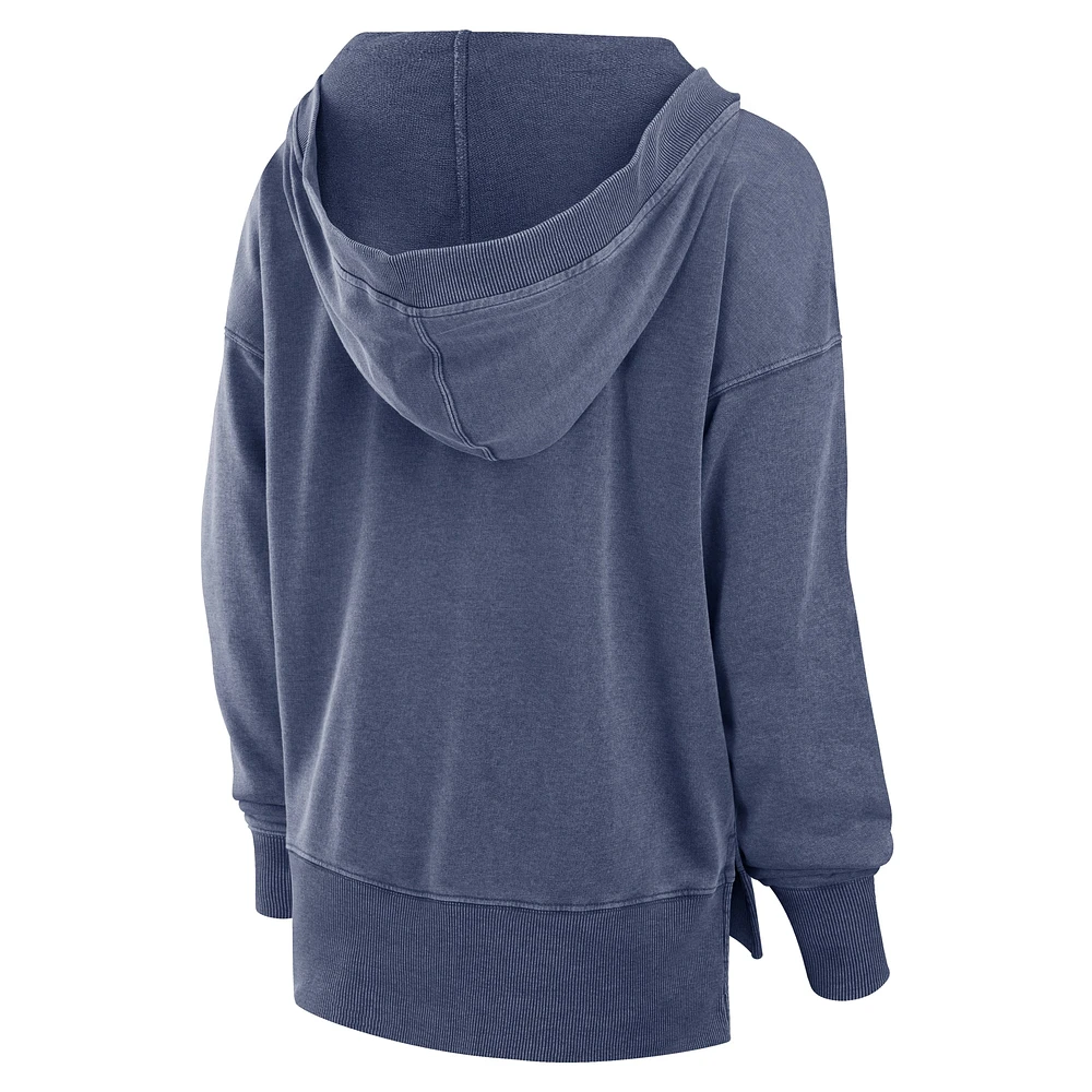 Women's Fanatics  Heather Navy Dallas Cowboys Initiative Snow Wash French Terry V-Neck Pullover Hoodie