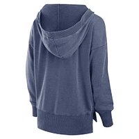 Women's Fanatics  Heather Navy Dallas Cowboys Initiative Snow Wash French Terry V-Neck Pullover Hoodie