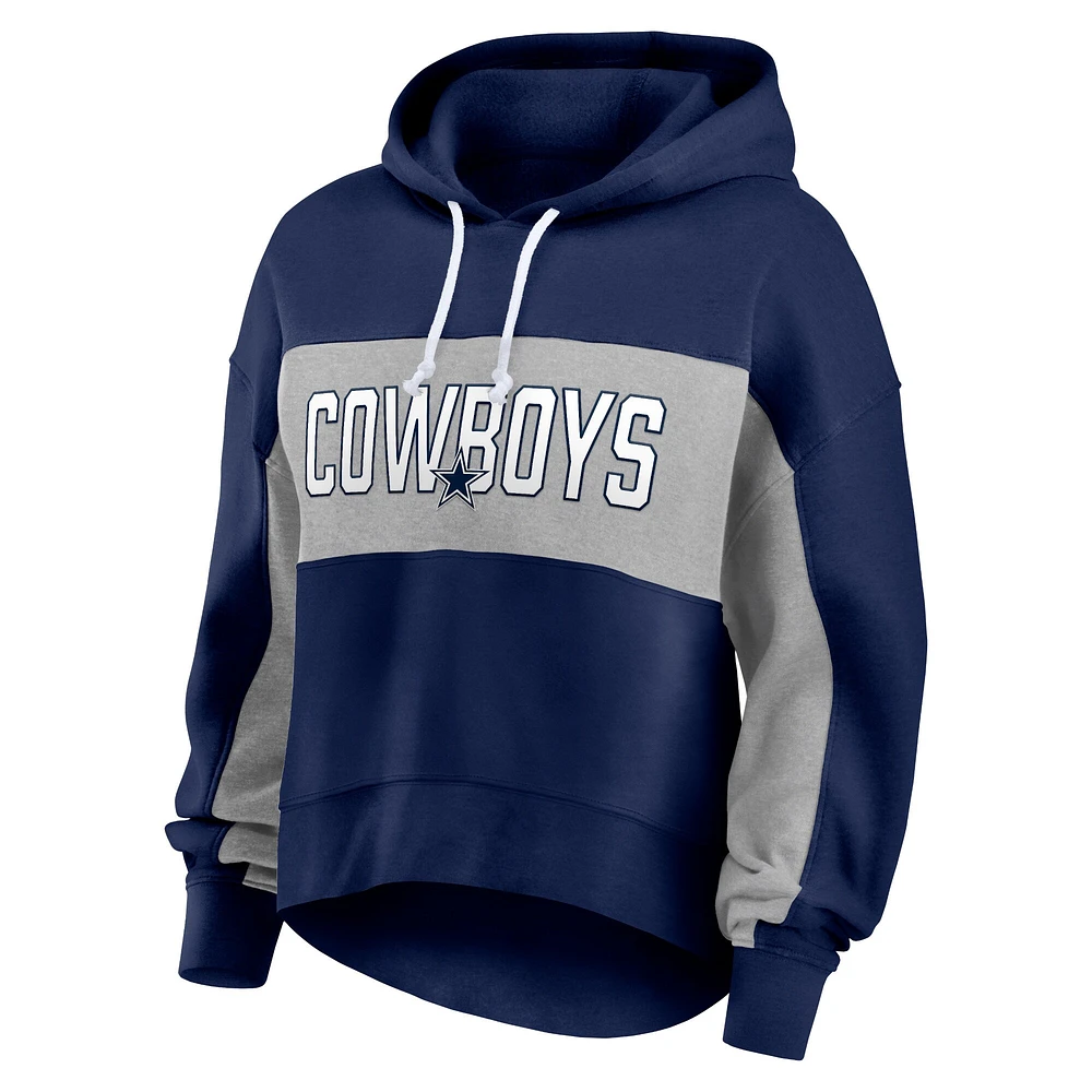 Women's Fanatics Navy/Heather Gray Dallas Cowboys Filled Stat Sheet Pullover Hoodie
