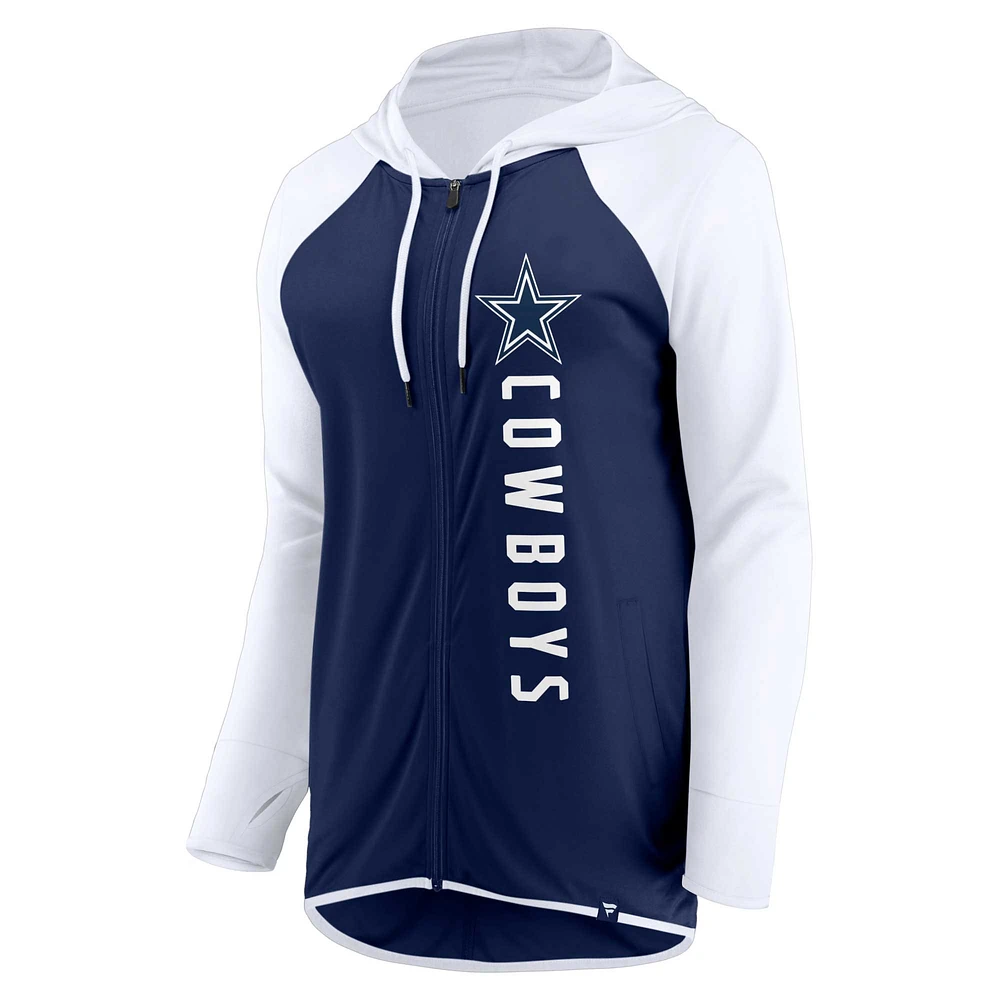 Women's Fanatics Navy/White Dallas Cowboys Forever Fan Full-Zip Hoodie