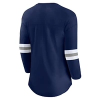 T-shirt à manches 3/4 avec logo de la première équipe des Cowboys Dallas Fanatics pour femme, bleu marine