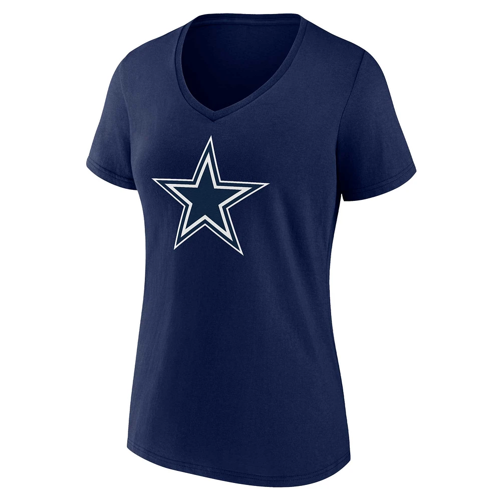 Women's Fanatics Navy Dallas Cowboys Plus Mother's Day #1 Mom V-Neck T-Shirt
