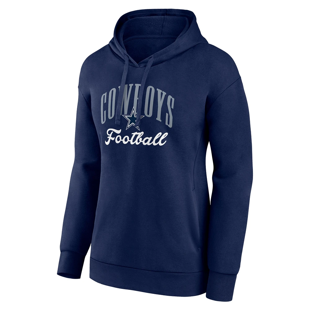 Women's Fanatics Navy Dallas Cowboys Team Logo Victory Script Pullover Hoodie