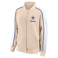 Women's Fanatics Tan Dallas Cowboys Lounge Full-Snap Varsity Jacket