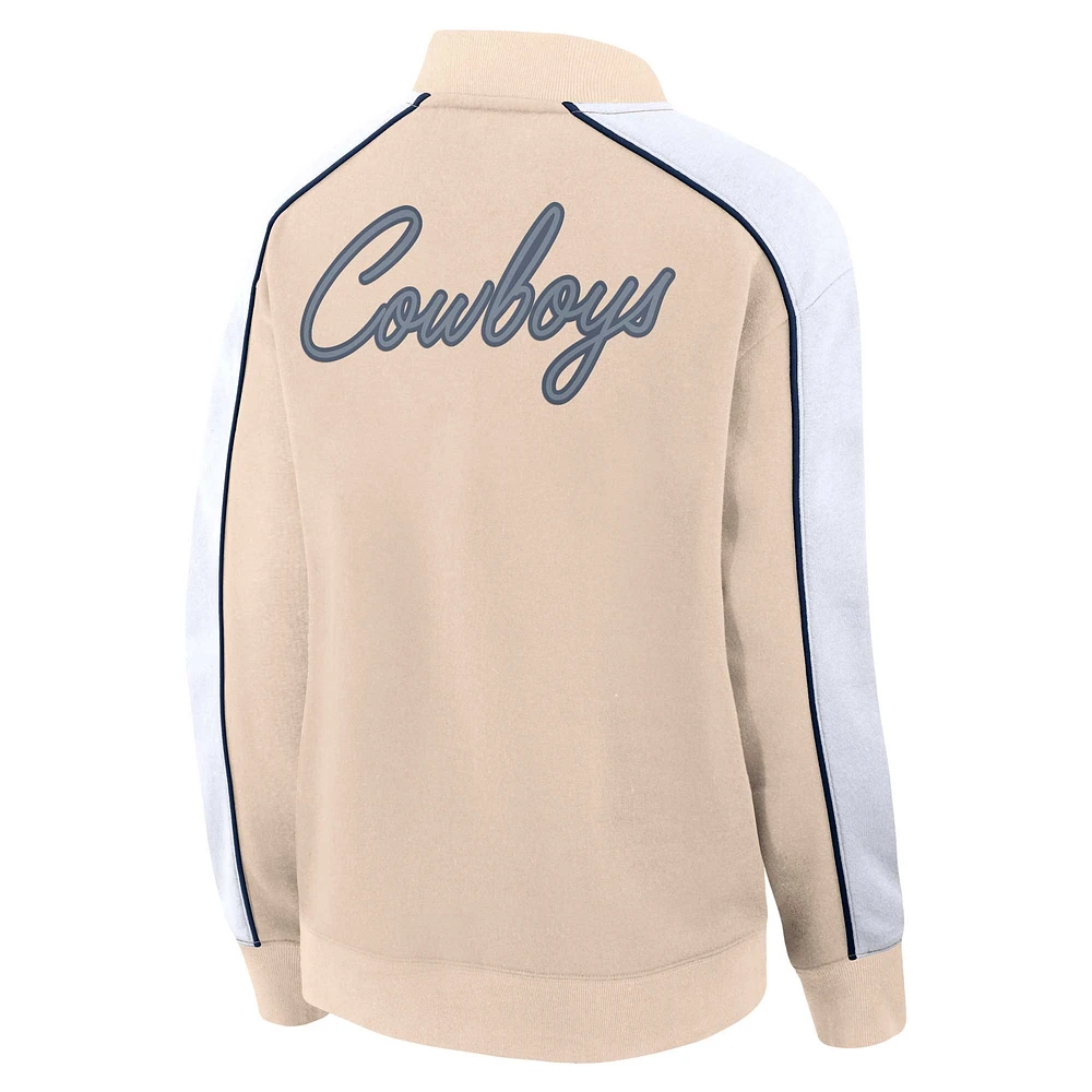 Women's Fanatics Tan Dallas Cowboys Lounge Full-Snap Varsity Jacket