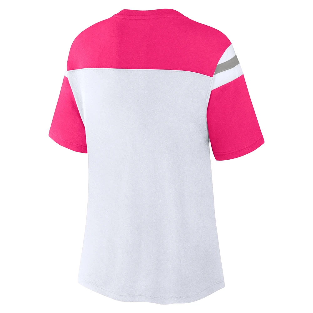 Women's Fanatics White/Pink Dallas Cowboys Cheer Chant Fashion Crop Top