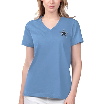 T-shirt à col en V Game Time pour femmes, bleu Margaritaville, Dallas Cowboys