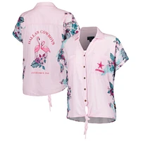 Chemise boutonnée nouée sur le devant du stade des Cowboys de Dallas rose Margaritaville pour femmes