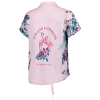 Chemise boutonnée nouée sur le devant du stade des Cowboys de Dallas rose Margaritaville pour femmes