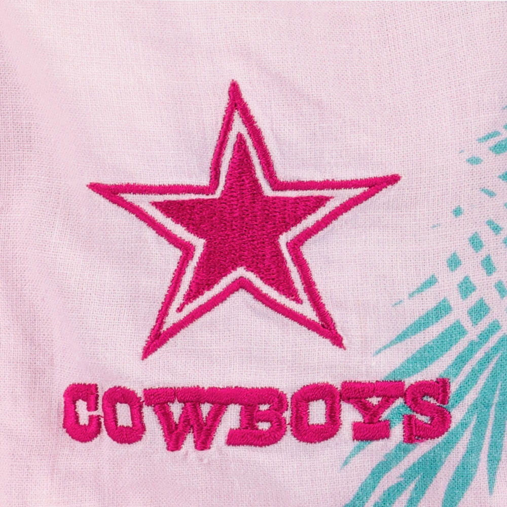 Chemise boutonnée nouée sur le devant du stade des Cowboys de Dallas rose Margaritaville pour femmes